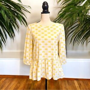 LOFT Yellow Dot Peplum Top - Size Small - NWT - Polka Dot / Spring